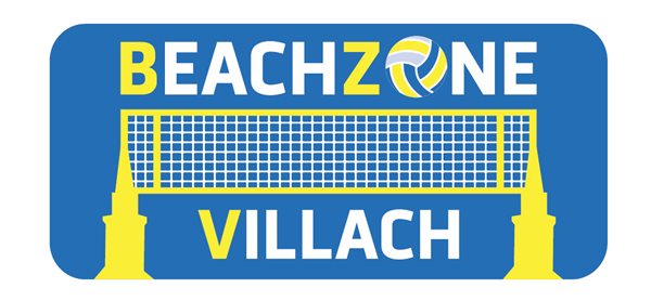 Beach Zone Villach Logo mit Text und Volleyballnetz